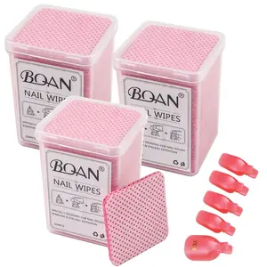 BQAN-toallitas de algodón y poliéster para quitar esmalte de uñas, toallitas sin pelusa con Alcohol al 100%