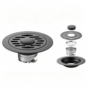 Sifone a pavimento quadrato in acciaio inox color canna di fucile, anti-odore, ad alta capacità, spazzolato, per <span class=keywords><strong>lavatrice</strong></span> - Product Image 1