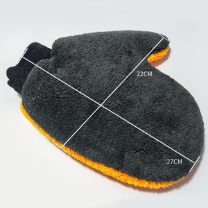 Fulais Car Wash Mitt Coral Fleece Orange Gray Cleaning <b>Gloves</b> For Home And Car Use - Product Image 3