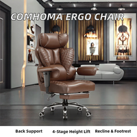 Chaise de bureau exécutive traditionnelle à dossier haut en cuir PU avec repose-pieds, ergonomique, robuste, grande taille, soutien lombaire 4 positions