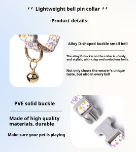 Conjunto de <span class=keywords><strong>collar</strong></span> de perro con estampado personalizado de lujo de poliéster suave con patrón floral sólido y cintas duraderas con una decoración de campana - Product Image 2