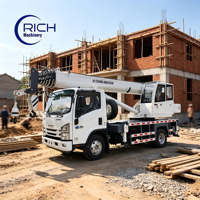 Grue de camion ISUZU KV600 de 8 tonnes avec flèche de 28 m, grue mobile hydraulique montée sur camion pour le levage de cages à armatures, de coffrages et de murs-rideaux