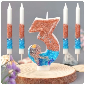 Juego de Velas de Cumpleaños con Forma de Sirena y Diseño de Tema Oceánico para Decoración de Pasteles Infantiles y Artículos para Fiestas - Product Image 5