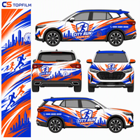 Film Adhésif Personnalisé Thème Sportif Orange Bleu pour Voiture, Autocollant City Run pour Décoration de Carrosserie SUV & Marquage de Club, Vente en Gros