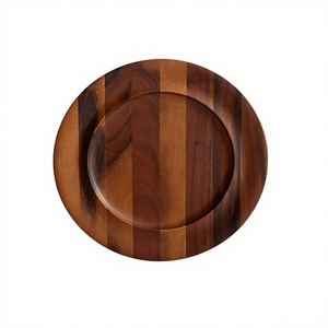 Assiette de présentation en bois au design simple, qualité supérieure, forme ronde, pour usage domestique et hôtelier - Product Image 1