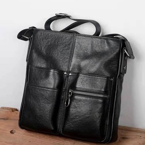 Men's Shoulder <b>Bag</b> Top-Grain Cowhide Black Business Travel Solid Color Summer 2025 - Product Image 1