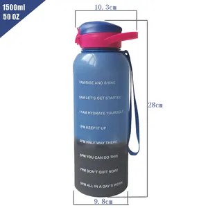 Новый товар, 1500 мл, не содержит Бисфенол А, Спортивная мотивация, меняющая цвет бутылка для воды, маркер времени, логотип на заказ