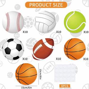 Découpes <span class=keywords><strong>de</strong></span> balle <span class=keywords><strong>de</strong></span> sport avec 120 pièces feuilles adhésives basket-ball Football Football décor mur tableau d'affichage autocollant - Product Image 2