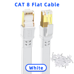 Cat8 Copper Flat <b>Ethernet</b> <b>Cable</b> SFTP 40Gbps 2000MHz Slim Flexible Network LAN for Gaming Office Home Wall Installation 30AWG - Product Image 2