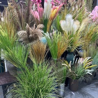 Fausse fleur artificielle en plastique haute simulation faux roseau herbe avec pot pour la décoration de la maison