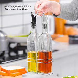 Bottiglia Vuota <span class=keywords><strong>per</strong></span> <span class=keywords><strong>Olio</strong></span> <span class=keywords><strong>d</strong></span>'<span class=keywords><strong>Oliva</strong></span> in Vetro Nero Trasparente Contenitori da 500 ml Dispenser <span class=keywords><strong>per</strong></span> <span class=keywords><strong>Olio</strong></span> con Coperchio e Set di Supporti - Product Image 4