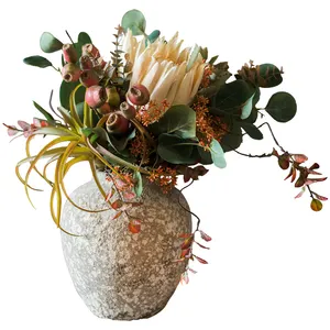 Decoración de mesa de flores artificiales, decoración de color de otoño