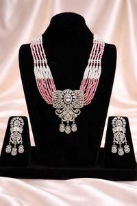 Parure de collier et boucles d'oreilles en diamant américain plaqué argent de haute qualité pour mariée, bijoux de mode pour femmes et jeunes filles - Product Image 6