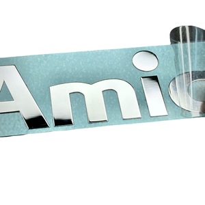 Applying Metallic Mirror Finish Split <b>Letter</b> Logo Stickers Self <b>Adhesive</b> High Adhesion Nameplate Plaque 0.06mm Die Cutting - Product Image 1