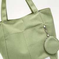 Sac fourre-tout en toile robuste pour femme et fille, sac à bandoulière zippé tendance, sac de shopping personnalisé avec logo pour femme