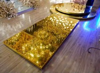 Nouvelle arrivée, plateforme de scène de mariage personnalisable, décoration florale au sol, cadre de scène or argent, piste de danse de mariage