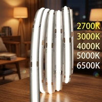 Bandes LED COB en cuivre à 320 perles, 8 mm de large, protection IP20, alimentation 12V/24V, blanc chaud, dimmable, éclairage paysager
