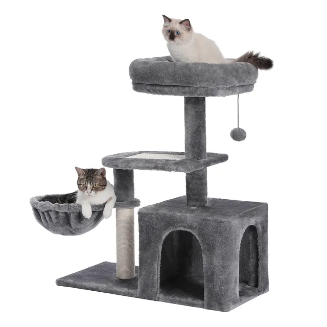 새끼 고양이 천연 사이 잘삼 로프 포장 된 공 도매 맞춤형 고양이 타워 회색 나무 장난감 등반 고양이 나무