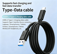 Kabel USB 3.2 ke Type-C 10Gbps 3A 60W Pengisian Cepat Kabel Data Hitam