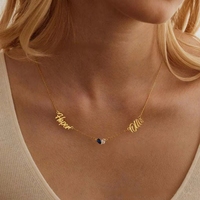 Collier personnalisé en acier inoxydable étanche et anti-ternissement avec nom et pierre de naissance en forme de cœur, bijoux personnalisés pour dropshipping