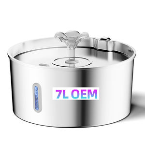 Petwant 7L Ultra sessiz paslanmaz çelik içme su çeşmesi OEM ODM görsel pencere yuvarlak kase küçük hayvanlar evcil köpekler kediler - Product Image 1
