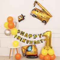 Kit de fête d'anniversaire pour garçons, thème Construction, Halloween, Pâques, décorations camion benne, ballons, guirlande, décoration de gâteau, baby shower