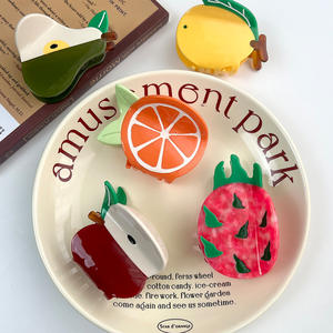 YJL mode série alimentaire dessin animé légumes fruits forme acétate griffe pince pomme carotte pince contraste couleur belles filles pince à <span class=keywords><strong>cheveux</strong></span> - Product Image 1