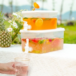 Distributeurs de boissons transparents de grande capacité réfrigérateur conteneurs d'eau boîte bouilloire froide avec robinet - Product Image 5