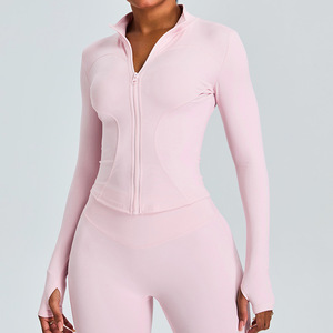 Jaqueta de <span class=keywords><strong>Yoga</strong></span> Slim Fit para Mulheres, Manga Longa com Zíper para Outono e Inverno, Top Esportivo para Emagrecimento - Product Image 3