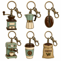 Porte-clés en émail dur sur le thème du café personnalisé, cadeau vintage haut de gamme pour barista, alliage de zinc, moulin à café, machine à expresso, souvenir