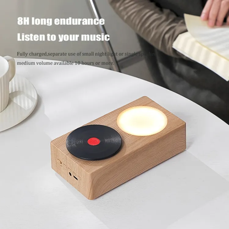 رخيص مع أضواء مكبرات صوت مربعة خشبية USB مشغل موسيقى محمول مكبر صوت للسفر للآيفون