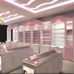 Bán lẻ gỗ cửa hàng mỹ phẩm hiển thị Kệ trang điểm đứng Showcase hiển thị trường hợp - Product Image 1