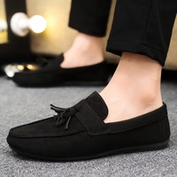 Mocassins Penny en Daim à Pompom pour Hommes – Chaussures Souples à Semelle Plate, Respirantes, Idéales pour la Conduite, le Quotidien et les Affaires