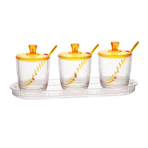 Sausflesjes Keuken Kruidenpottenset Zonnegeel Deksel & Lepel Schattige Kruidenpotjesset - Product Image 1