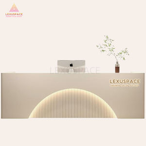 מודרני שולחן קבלה ארוך לבן עם דלפק קבלה עם אור led לסלון שיער וספא - Product Image 2