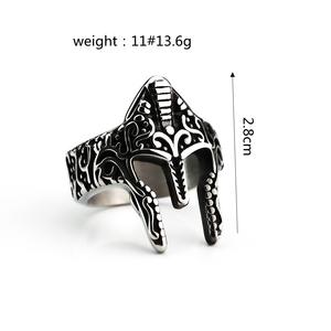 Bague pour homme en acier inoxydable de style rétro européen américain, casque de guerrier spartiate, masque, bijoux de style hip-hop, cadeau - Product Image 5