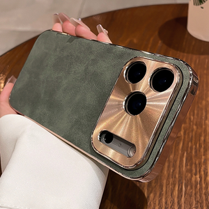 Funda para Teléfono con Revestimiento de Piel Electrochapada, Mate, de Cuero PU, Resistente a Golpes, para <span class=keywords><strong>iPhone</strong></span> 17 16 15 14 Pro Max, Revestimiento de Piel de Cordero, Estilo Simple y Ejecutivo - Product Image 4