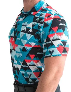 เสื้อโปโลมีปกสำหรับเล่นกอล์ฟของผู้ชายเสื้อโปโลกันแดด UPF50ระเหิดได้