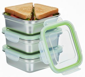 BPA Free Stainless Steel <b>Lunch</b> <b>Box</b> Leak Proof Airtight Containers Lids Set <b>School</b> <b>Lunch</b> <b>Box</b> Kids Containers Microwave Safe - Product Image 4