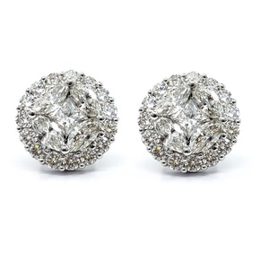 Bijoux fins, design luxueux, meilleure qualité, or blanc 18 carats, diamant naturel taille brillant, polissage haute brillance, boucles d'oreilles classiques pour mariage. - Product Image 1