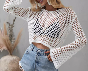 Высококачественная пляжная одежда для отдыха, бикини, ажурная верхняя одежда, сексуальный пляжный солнцезащитный крем, повседневный летний женский трикотажный - Product Image 4