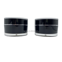 Pot en acrylique à double paroi 5g-50g, rond noir brillant, pour gel UV, cosmétiques, crème pour le visage, avec couvercle à vis, sérigraphié