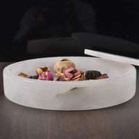 Pot de rangement rond en onyx blanc naturel pour le Ramadan, l'Aïd, le Majlis, la décoration arabe de la maison, le rangement d'oud et de bakhoor