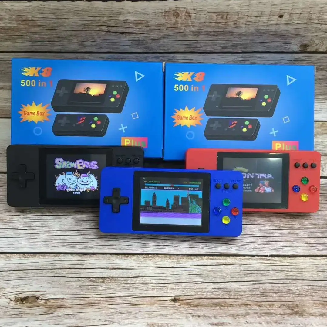 Console de jeu K8 portable 3 pouces, couleur TFT, 500 jeux en 1, économique et de bonne qualité