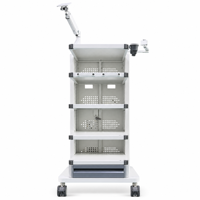 Chariot d'endoscopie mobile, poste de travail médical avec support VESA, bras articulé, étagères réglables et roulettes avec freins
