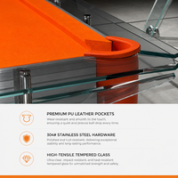 Table de billard de luxe moderne et personnalisable en acier inoxydable et en verre de 7 pieds 8 pieds Tables de billard