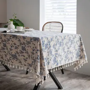 blue small flower customize tablecloths table cloths table linen table cover wedding hotel party restaurant