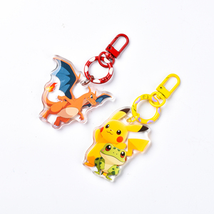Customized High Quality Clear Anime Acrylic Amulet Key Epoxy Glitter Carabiner For Promotional Keychain