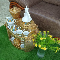 Table basse ovale dorée personnalisée Rekebot pour cérémonie éthiopienne, collection 2026, offre spéciale