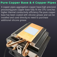 Ventilateur de refroidissement CPU AM4 avec 4 caloducs en cuivre et aluminium, dissipateur thermique 12V 4 broches PWM, refroidissement par air pour processeur AMD, PC de jeu